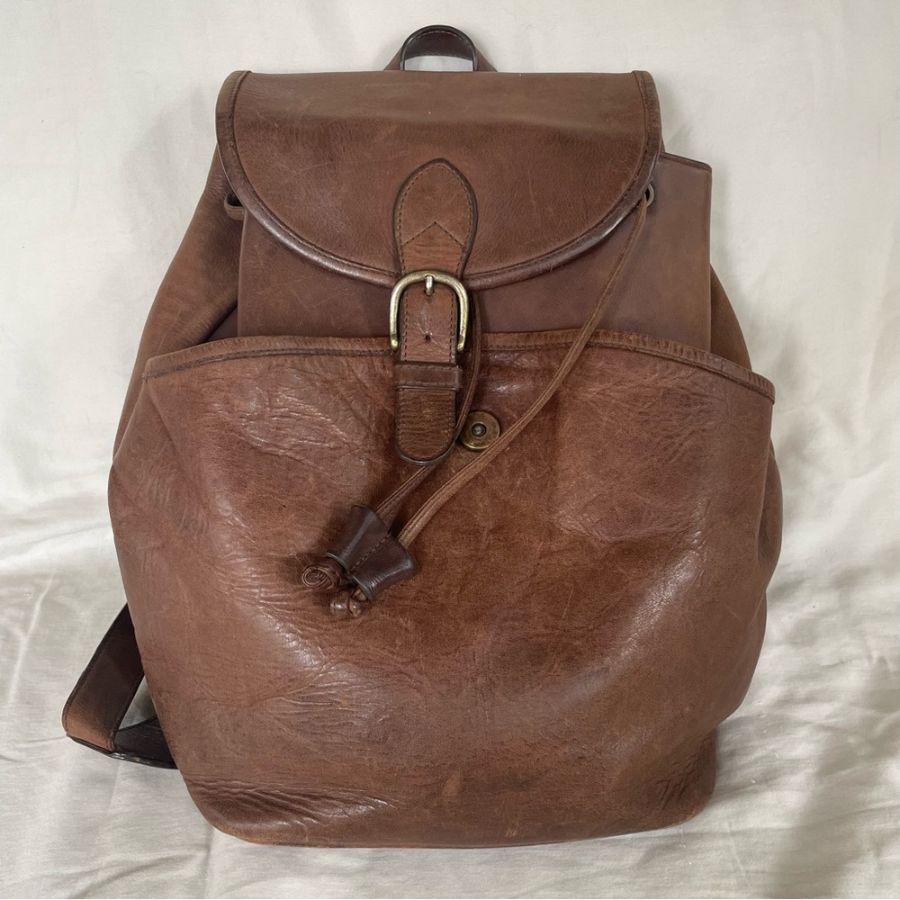 VINTAGE J. CREW BROWN LEATHER BACKPACK